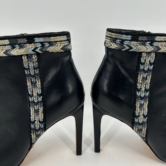 CYNTHIA VINCENT Black Blue Winona Leather Peep Toe High Heel Ankle Booties 10 - Picture 6 of 12